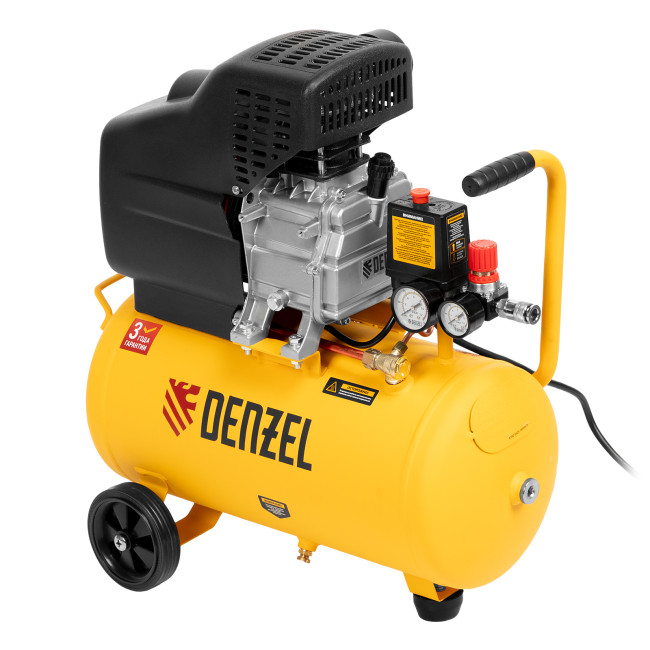 Компрессор воздушный DC1500/24, прямой привод, 1.5 кВт, 24 литра, 220 л/мин Denzel в Новосибирске