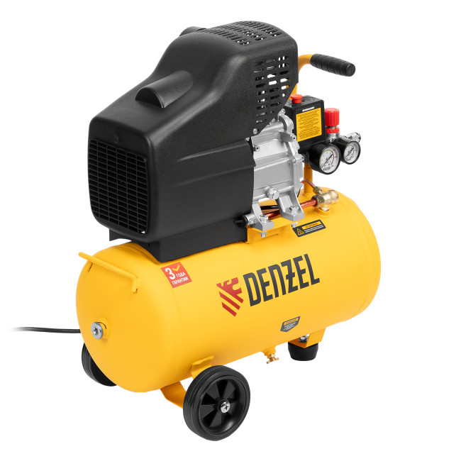 Компрессор воздушный DC1500/24, прямой привод, 1.5 кВт, 24 литра, 220 л/мин Denzel в Новосибирске