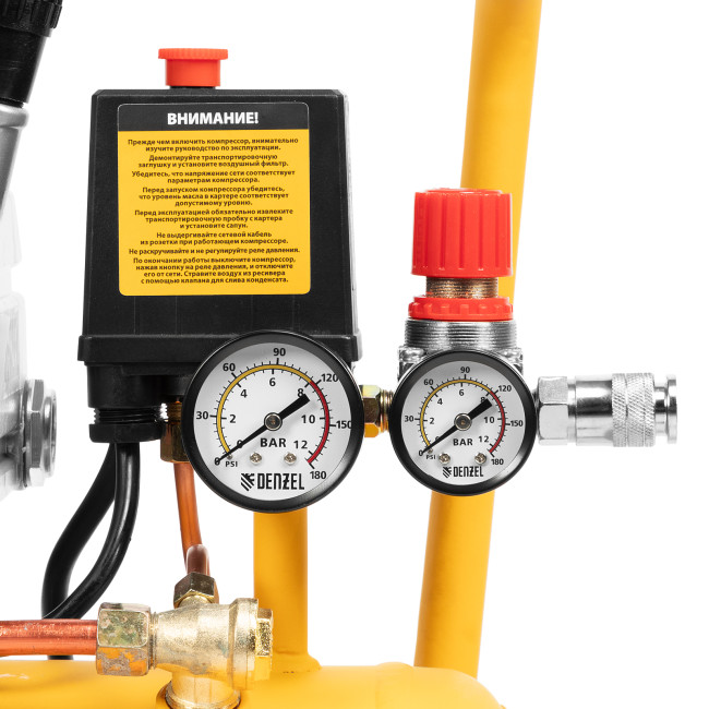 Компрессор воздушный DC1500/24, прямой привод, 1.5 кВт, 24 литра, 220 л/мин Denzel в Новосибирске