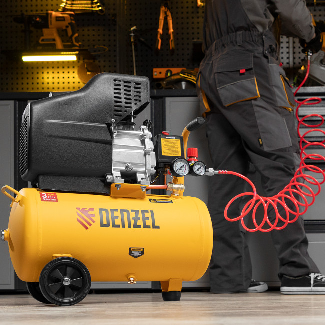 Компрессор воздушный DC1500/24, прямой привод, 1.5 кВт, 24 литра, 220 л/мин Denzel в Новосибирске