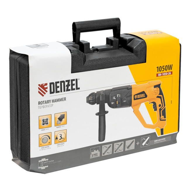 Перфоратор электрический RH-1050-26, SDS-plus, 1050 Вт, 3.2 Дж, 3 плюс 1 режим Denzel в Новосибирске