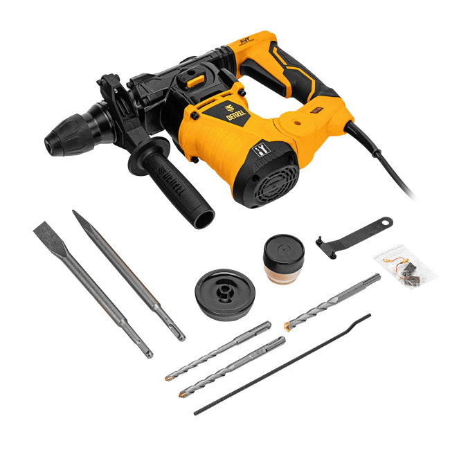 Перфоратор электрический RHV-1250-30, SDS-plus, 1250 Вт, 5 Дж, 3 плюс 1 режим Denzel в Новосибирске