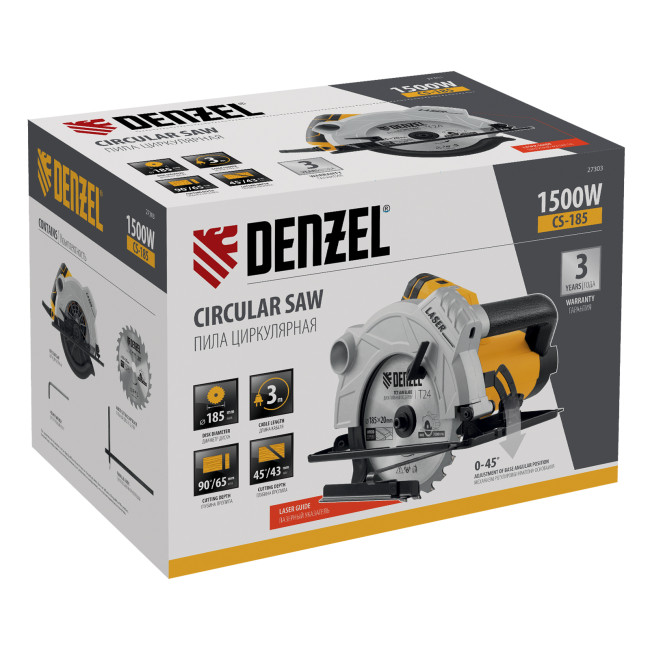 Пила циркулярная CS-185, 1500 Вт, 185 мм Denzel в Новосибирске