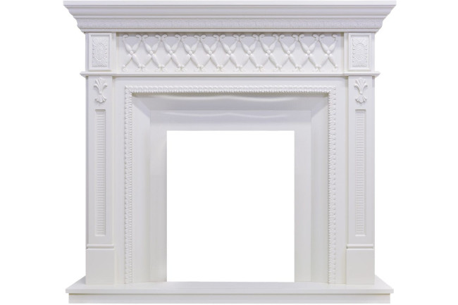 Каминокомплект Alexandria - Белый с очагом Fobos FX M Brass в Новосибирске