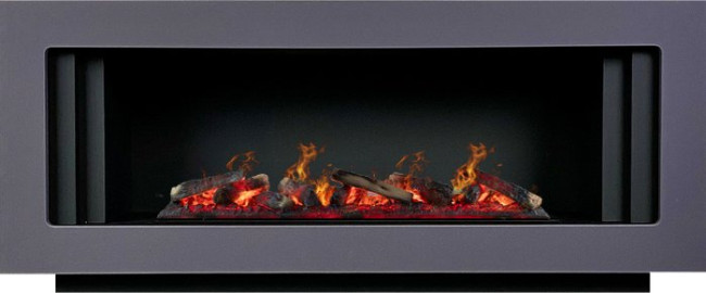 Каминокомплект Line SFT - Серый графит с черным с очагом Design L1000RF 3D PS/LOG в Новосибирске