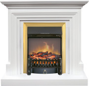 Каминокомплект Bradford - Белый с очагом Fobos FX M Brass