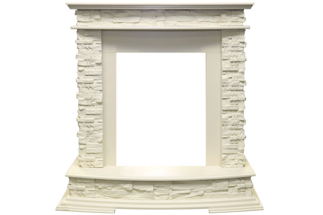 Каминокомплект Luzern - Слоновая кость с очагом Majestic FX M Brass в Новосибирске Каминокомплект Luzern - Слоновая кость с очагом Majestic FX M Brass в Новосибирске