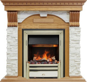 Каминокомплект Dublin - Дуб / Сланец белый с очагом Cavendish