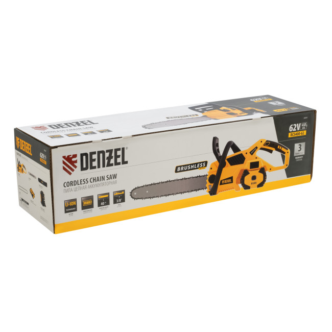 Пила цепная  аккумуляторная  бесщет., RCS 400-62, 400 мм, Li-ion, 62В Denzel в Новосибирске