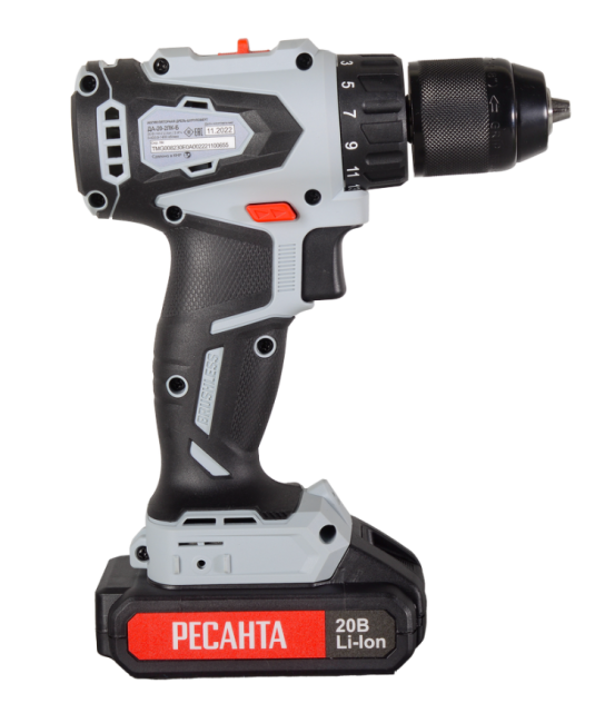 Дрель-шуруповерт аккумуляторная Ресанта ДА-20-2ЛК-Б (2,0 А/ч) (бесщеточный двигатель) в Новосибирске
