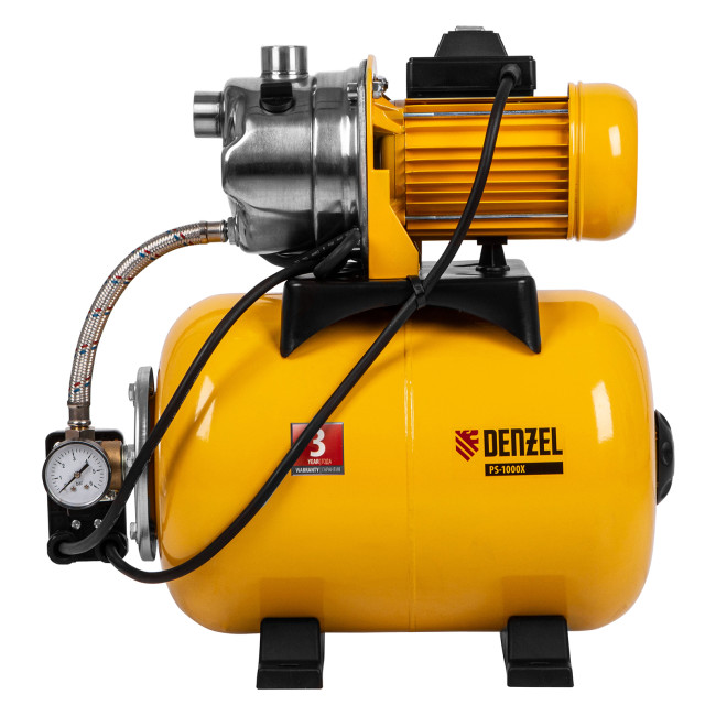 Насосная станция PS1000Х, 1000 Вт, 3500 л/ч, ресивер 24 л, подъем 44 м, нержавейка Denzel в Новосибирске