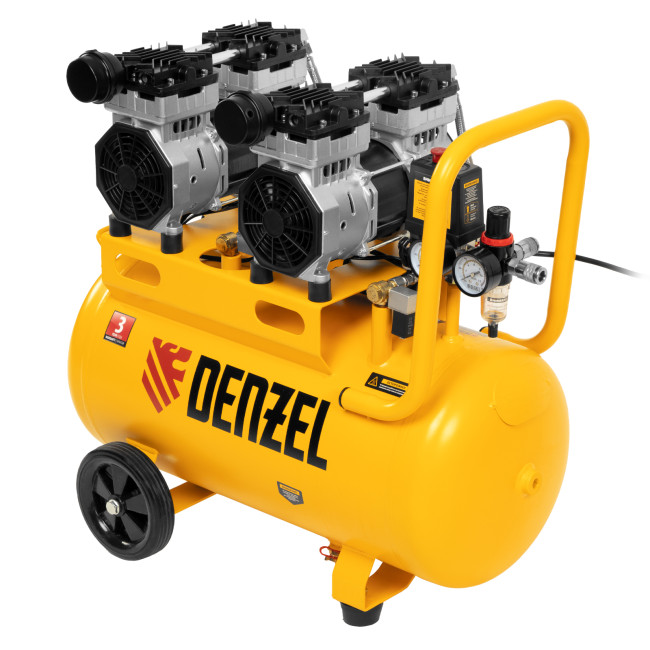 Компрессор безмасляный, малошумный DLS 1500/50, 1500 ВТ, 2x750, 50 л, 260 л/мин Denzel в Новосибирске