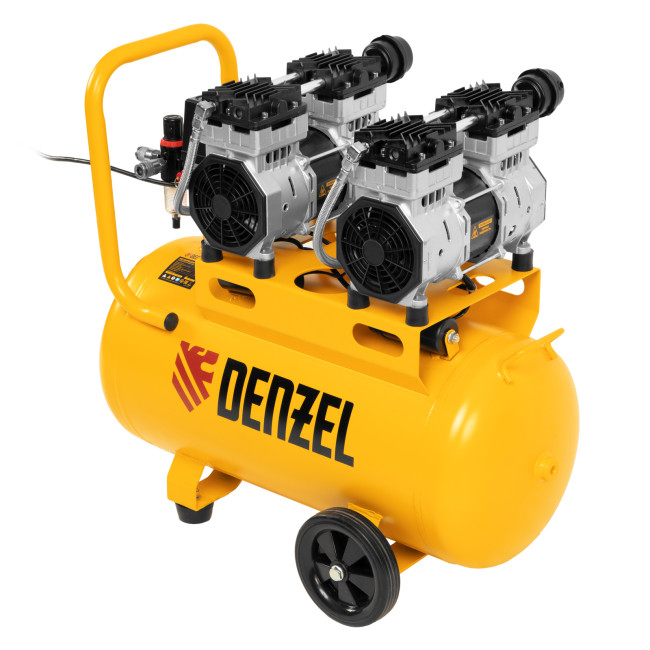 Компрессор безмасляный, малошумный DLS 1500/50, 1500 ВТ, 2x750, 50 л, 260 л/мин Denzel в Новосибирске