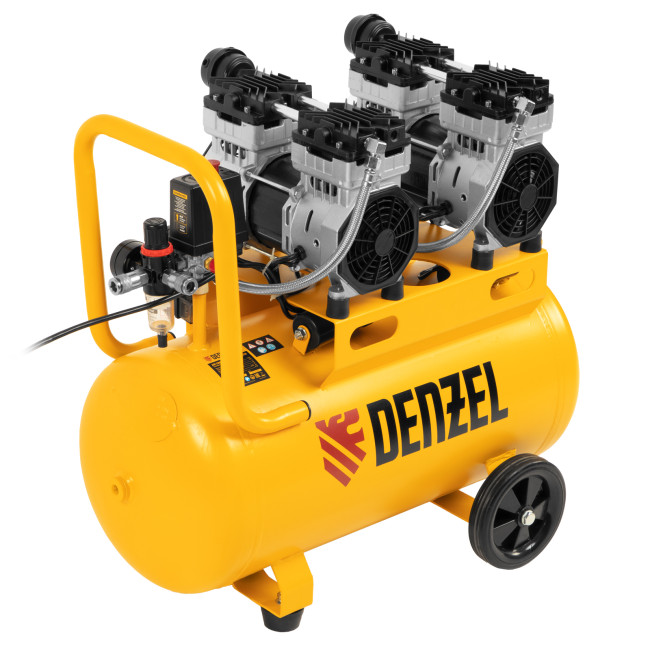 Компрессор безмасляный, малошумный DLS 1500/50, 1500 ВТ, 2x750, 50 л, 260 л/мин Denzel в Новосибирске