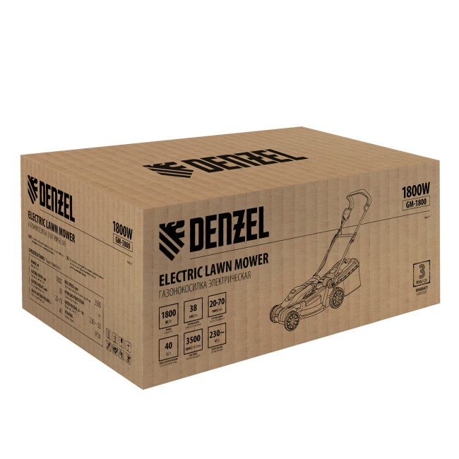 Газонокосилка электрическая GM-1800, 1800 Вт, шир. 38 см, 6 уров., травосб. 40 л. Denzel в Новосибирске