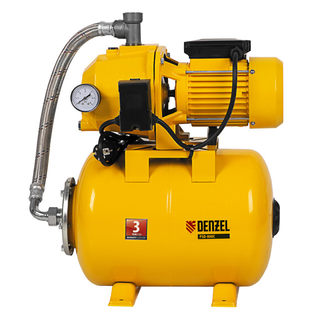 Насосная станция эжекторная PSD800C, 800 Вт, 2400 л/ч, ресивер 24 л, всасывание 20 м Denzel в Новосибирске