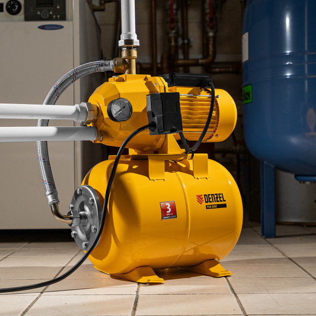 Насосная станция эжекторная PSD800C, 800 Вт, 2400 л/ч, ресивер 24 л, всасывание 20 м Denzel в Новосибирске