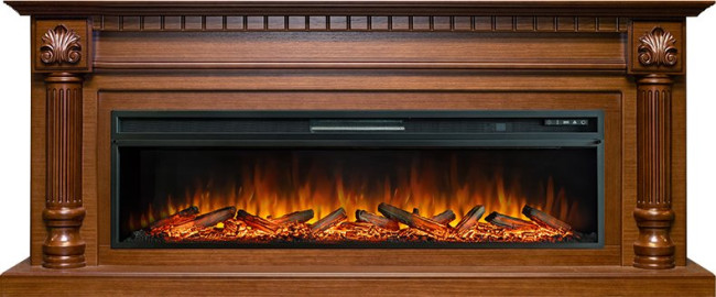 Каминокомплект Edinburg 60 - Орех с очагом Vision 60 LOG LED в Новосибирске