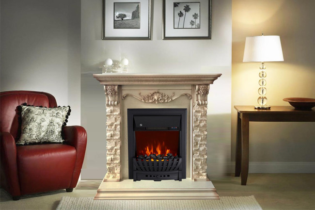 Каминокомплект Adriana - Cлоновая кость с очагом Majestic FX Brass в Новосибирске Каминокомплект Adriana - Cлоновая кость с очагом Majestic FX Brass в Новосибирске