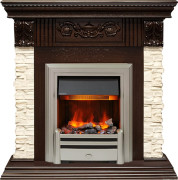 Каминокомплект Luxemburg (каменный) - Сланец/Темный дуб с очагом Chesford