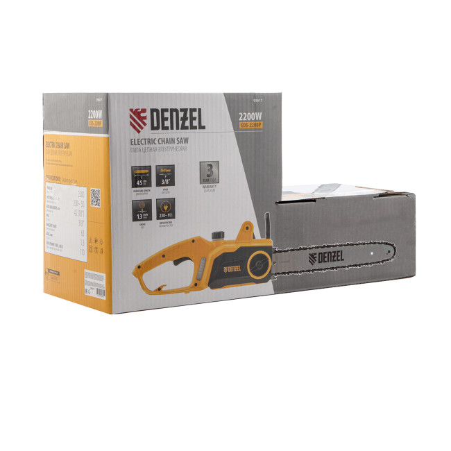 Пила цепная электрическая EDS-2200P, 2.2 кВт,поперечная, шина 45 см, шаг 3/8, паз 1.3 мм, 63 звена Denzel в Новосибирске
