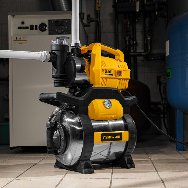 Насосная станция PSХ950X, Х-Pro, 950 Вт, 3300 л/ч, ресивер 24 л, подъем 38 м, нержавейка Denzel в Новосибирске