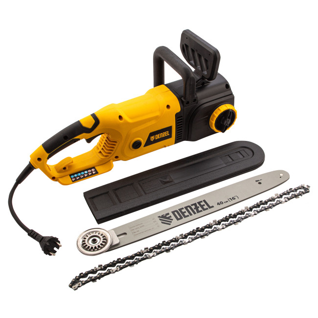 Пила цепная электрическая EDS-2000, 2 кВт,продольная, шина 40 см, шаг 3/8, паз 1.3 мм, 56 звеньев Denzel в Новосибирске