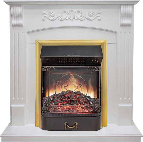 Каминокомплект Sorrento угловой - Белый дуб с очагом Majestic FX M Brass в Новосибирске