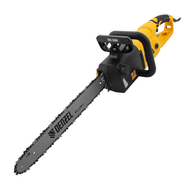 Пила цепная электрическая EDS-2200, 2.2 кВт,продольная, шина 45 см, шаг 3/8, паз 1.3 мм, 62 звена Denzel в Новосибирске