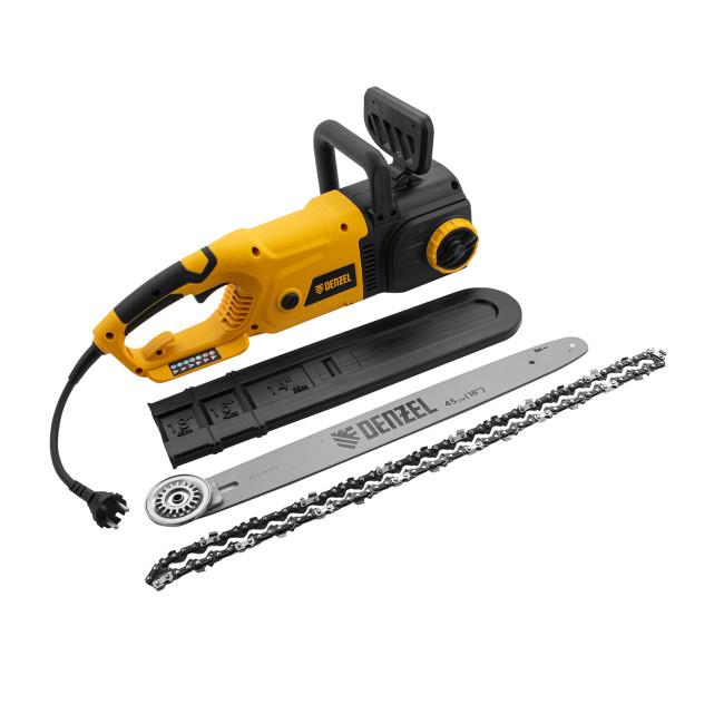 Пила цепная электрическая EDS-2200, 2.2 кВт,продольная, шина 45 см, шаг 3/8, паз 1.3 мм, 62 звена Denzel в Новосибирске