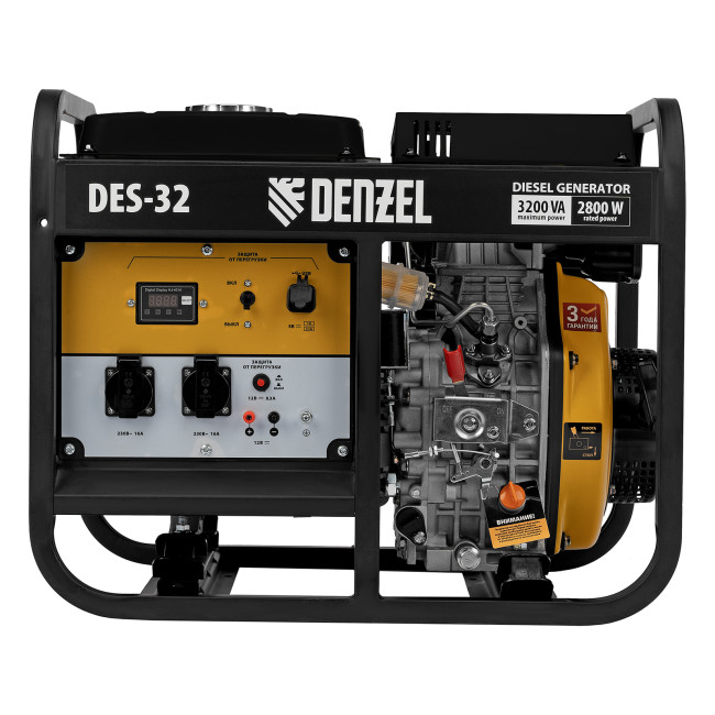 Генератор дизельный DES-32, 3,2 кВт, 230 В, 11 л, ручной стартер Denzel в Новосибирске
