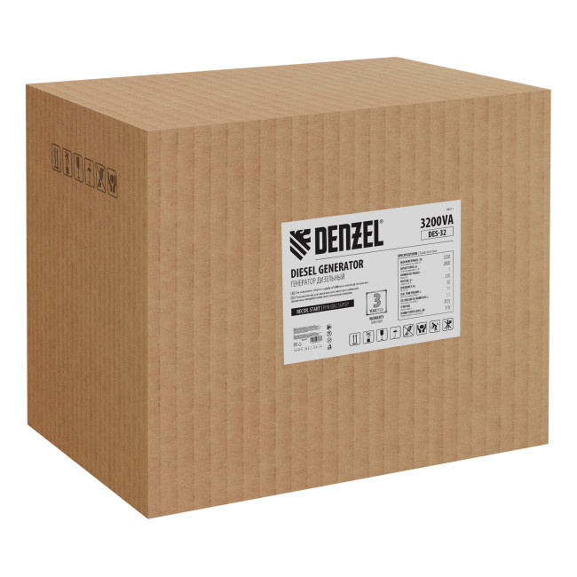 Генератор дизельный DES-32, 3,2 кВт, 230 В, 11 л, ручной стартер Denzel в Новосибирске