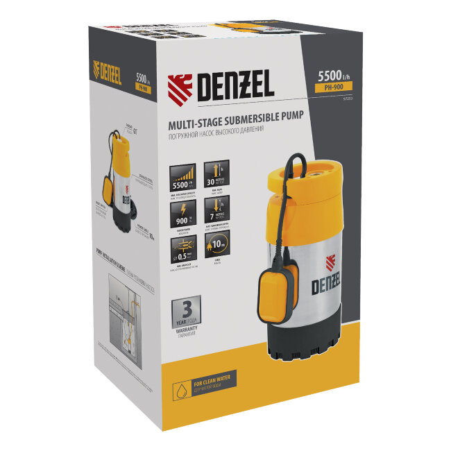 Погружной насос высокого давления PH900, X-Pro, подъем 30 м, 900 Вт, 5500 л/ч Denzel в Новосибирске Погружной насос высокого давления PH900, X-Pro, подъем 30 м, 900 Вт, 5500 л/ч Denzel в Новосибирске