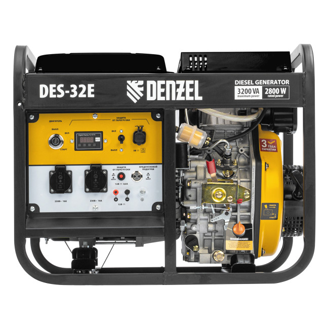 Генератор дизельный DES-32E, 3,2 кВт, 230 В, 11 л, электростартер Denzel в Новосибирске