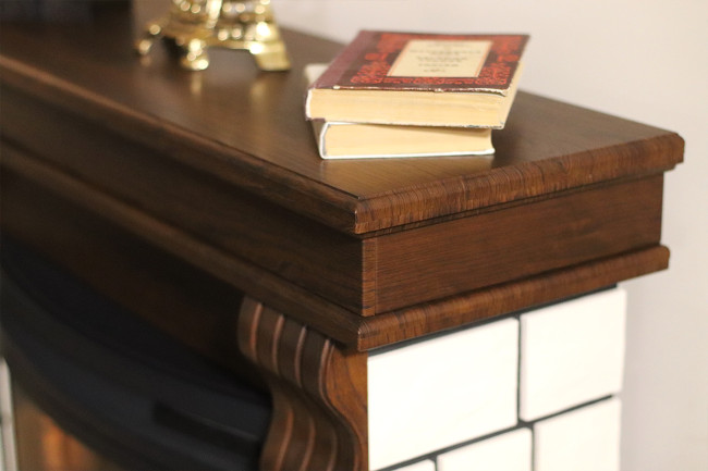 Каминокомплект Porto (Разборный) - Орех/Белый камень с очагом Jupiter FX New в Новосибирске