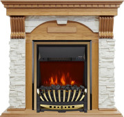 Каминокомплект Dublin - Дуб / Сланец белый с очагом Aspen Gold