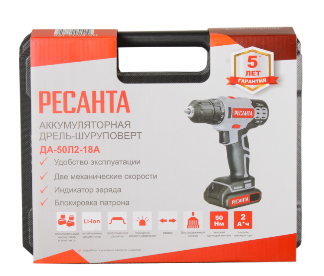 Дрель-шуруповерт аккумуляторная Ресанта ДА-50Л2-18А в Новосибирске