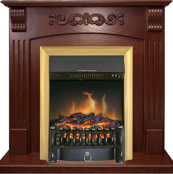 Каминокомплект Sorrento угловой - Орех с очагом Fobos FX Brass в Новосибирске