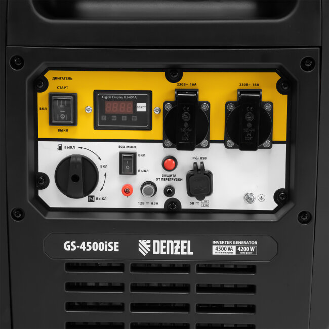 Генератор инверторный GS-4500iSE, 4,5 кВт, 230 В, закрытый корпус, электростартер Denzel в Новосибирске