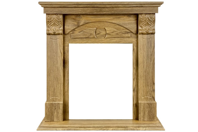 Каминокомплект Dublin (деревянный) RUSTIC (Разборный) - Дуб натуральный с очагом Fobos FX M Black RC в Новосибирске