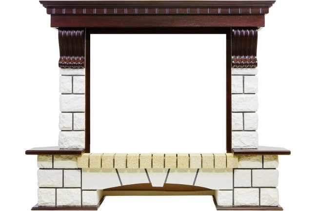 Каминокомплект Pierre Luxe - Темный дуб / Белый (Ширина 1320мм) с очагом Dioramic 28 LED FX в Новосибирске Каминокомплект Pierre Luxe - Темный дуб / Белый (Ширина 1320мм) с очагом Dioramic 28 LED FX в Новосибирске