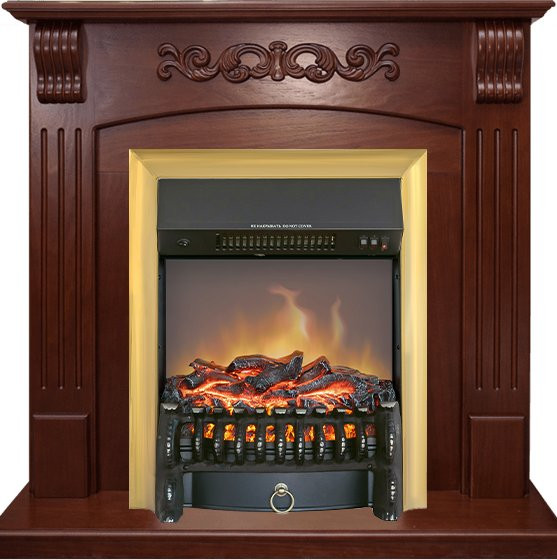Каминокомплект Sorrento угловой - Орех с очагом Fobos FX M Brass в Новосибирске