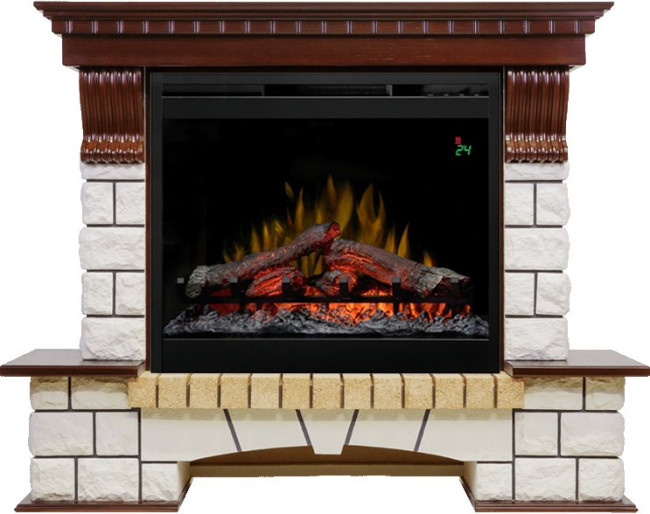 Каминокомплект Pierre Luxe - Темный дуб / Белый с очагом Symphony 26'' DF2624L-INT в Новосибирске