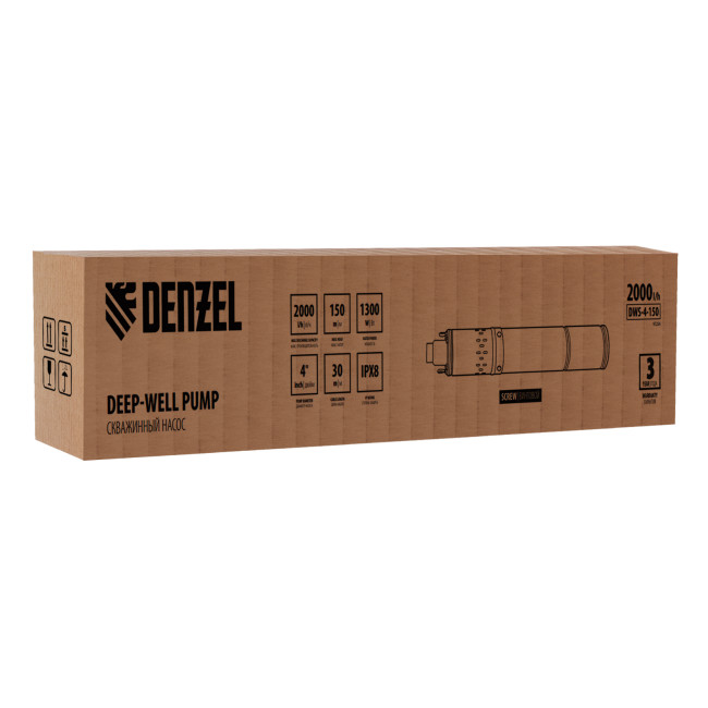 Скважинный насос DWS-4-150, винтовой, диаметр 4", 1300 Вт, 2000 л/ч, напор 150 м Denzel в Новосибирске Скважинный насос DWS-4-150, винтовой, диаметр 4", 1300 Вт, 2000 л/ч, напор 150 м Denzel в Новосибирске