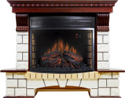 Каминокомплект Pierre Luxe угловой - Темный дуб / Белый (Ширина 1280мм) с очагом Dioramic 28 LED FX