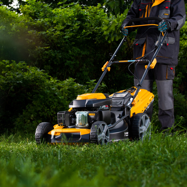 Газонокосилка бензиновая GLD-520SP, 196 куб.см, ширина 52 см, привод, 7 уровней,травосборник 60 л Denzel в Новосибирске