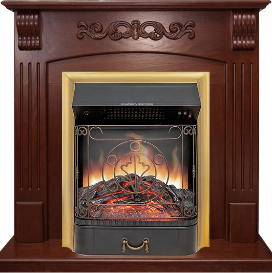 Каминокомплект Sorrento угловой - Орех с очагом Majestic FX Brass в Новосибирске