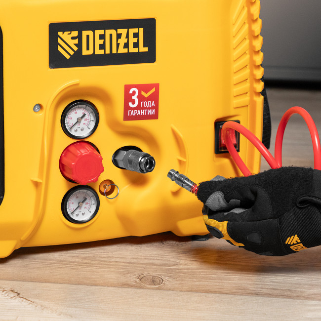 Компрессор воздушный DL1300, 10 бар, 1,3 кВт 180 л/мин 5 л, с набором аксессуаров Denzel в Новосибирске