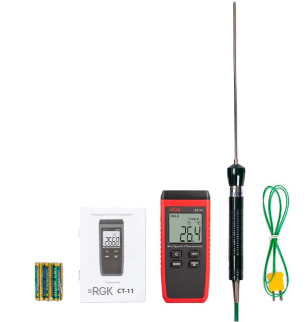 Термометр RGK CT-11 с погружным зондом температуры TR-10W с поверкой в Новосибирске Термометр RGK CT-11 с погружным зондом температуры TR-10W с поверкой в Новосибирске