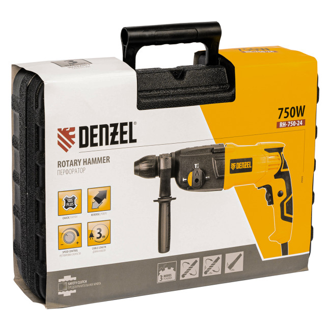 Перфоратор электрический RH-750-24, SDS-plus, 750 Вт, 2.5 Дж, 3 режима Denzel в Новосибирске